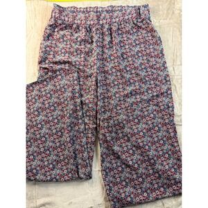 BCBGeneration Womens Wide Leg Pants Geometric Tile Print Blue Red Size L Boho